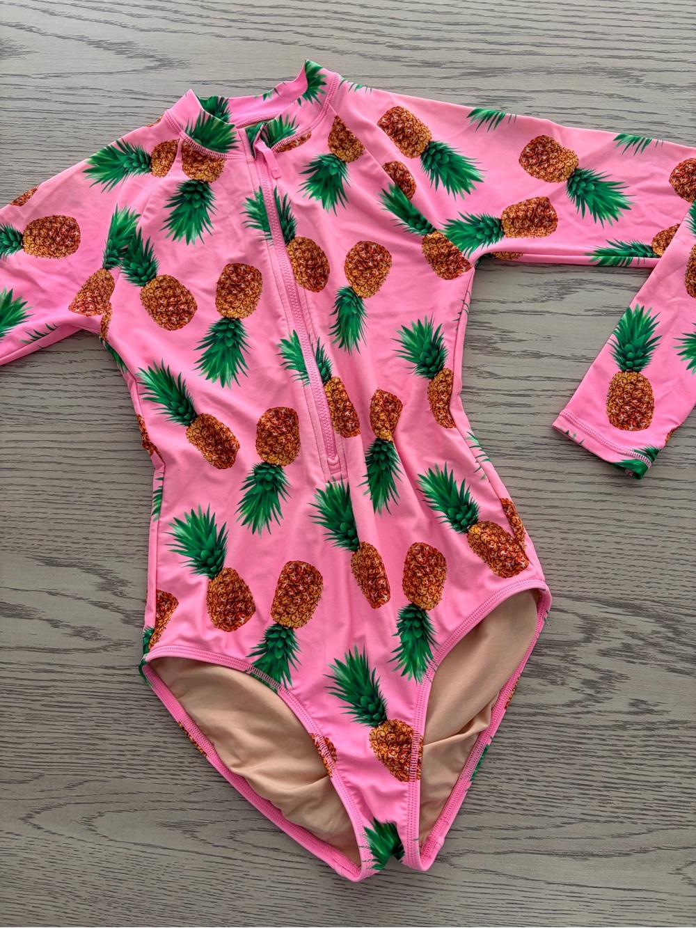 Crewcuts Pink Pineapple Print Long-Sleeve Rashguard Swimsuit
